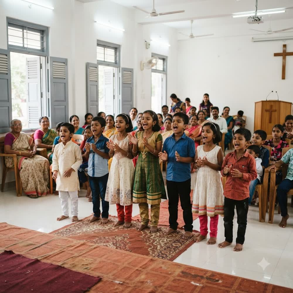 Children singing during Sunday School