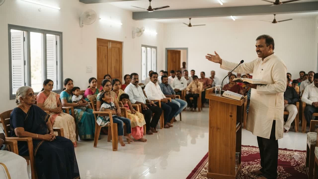 Preacher teaching from the book of Romans