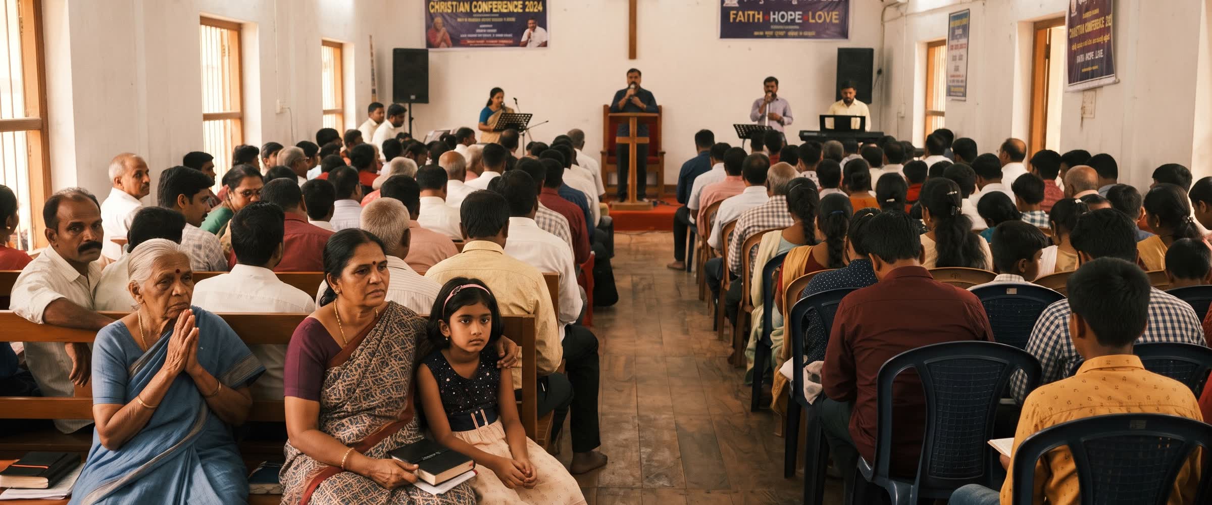 Believers gathered for a special conference meeting