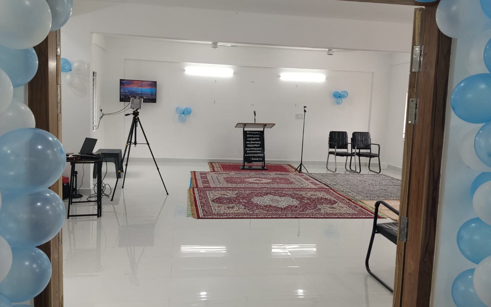 Wide view of the annual family conference in session